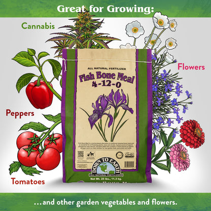 Down to Earth Organic Fish Bone Meal 4-12-0 All-Natural Fertilizer, 25 Lbs