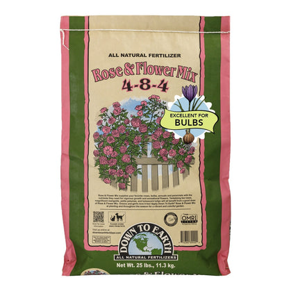 Down to Earth Organic Rose & Flower Fertilizer Mix 4-8-4, 25 Lbs.