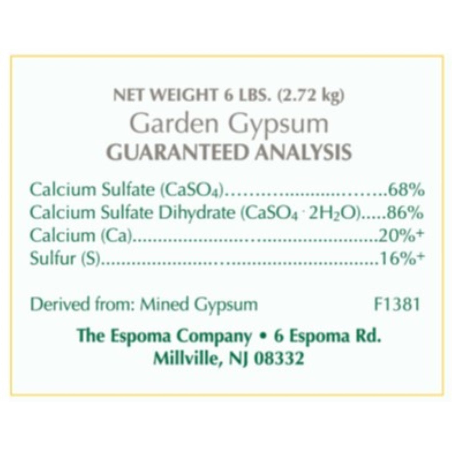 Espoma Organic Garden Gypsum Soil Conditioner, Loosens Clay Soils, 36 Lb Bag