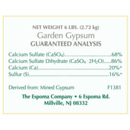 Espoma Organic Garden Gypsum Soil Conditioner, Loosens Clay Soils, 36 Lb Bag