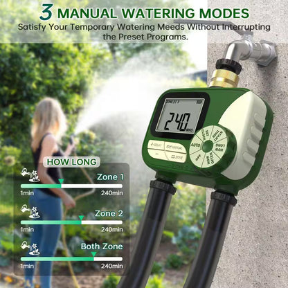 Hose Timer Sprinkler Timer Outdoor with Brass Inlet, 2 Outlet