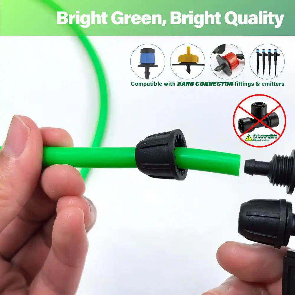 1/4In Drip Irrigation Tubing, 100Ft Flexible Garden Hose for DIY Irrigation Systems, Hydroponics, Greenhouse & Watering