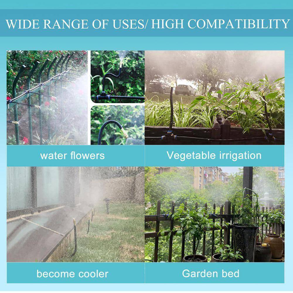 Automatic Greenhouse Drip Irrigation Kit 360 Adjustable 20 Brass Misting Nozzles 65Ft Tubing Patio Plant Watering System
