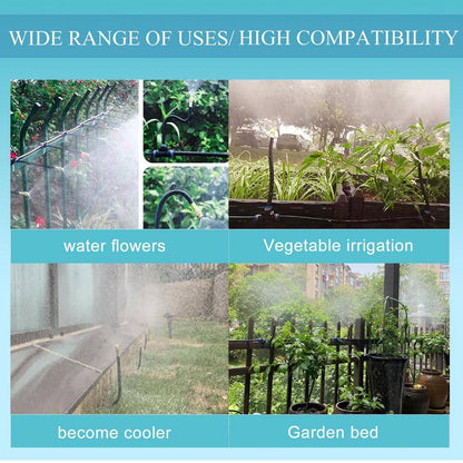 Automatic Greenhouse Drip Irrigation Kit 360 Adjustable 20 Brass Misting Nozzles 65Ft Tubing Patio Plant Watering System