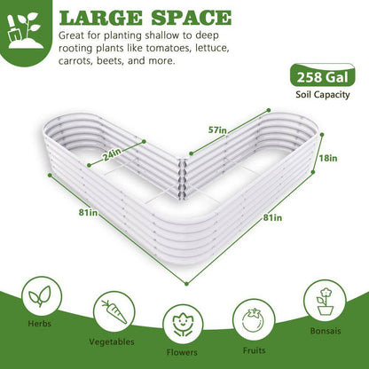 81 In. Heart-Shaped White Metal Planter Box Raised Garden Bed for Planting Vegetables Flowers
