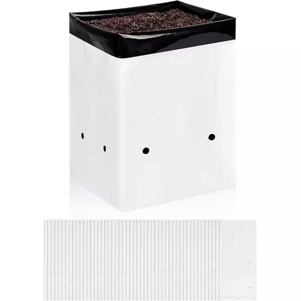 13.4 In. H 3 Gal. Plastic Black and White Grow Bags Panda Film Containers for Plants Seedling Square Shape (50-Pack)