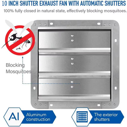 10 In. Silver 820 CFM Aluminum High-Speed Shutter Exhaust Fan