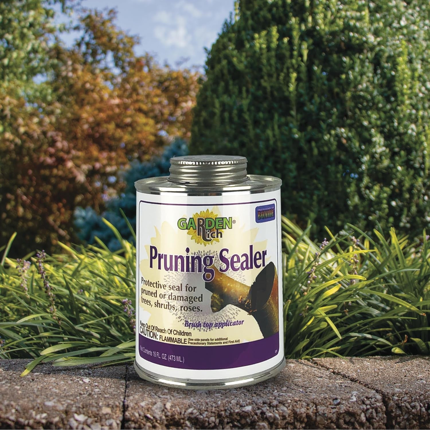 Garden Rich Pruning Sealer with Brush Top Applicator, 16 Oz Ready-To-Use Protective Seal for Trees, Shrubs, Roses
