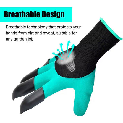 10 In. Waterproof Garden Gloves with Claws for Digging Planting and Yard Work 1-Pair