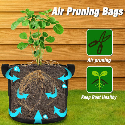 12-Pack 3 Gallon Grow Bags, Heavy Duty Fabric Pots with Handles, Reusable Plant Bags for Vegetable, Herbs & Flowers, Bpa-Free, Breathable, Durable