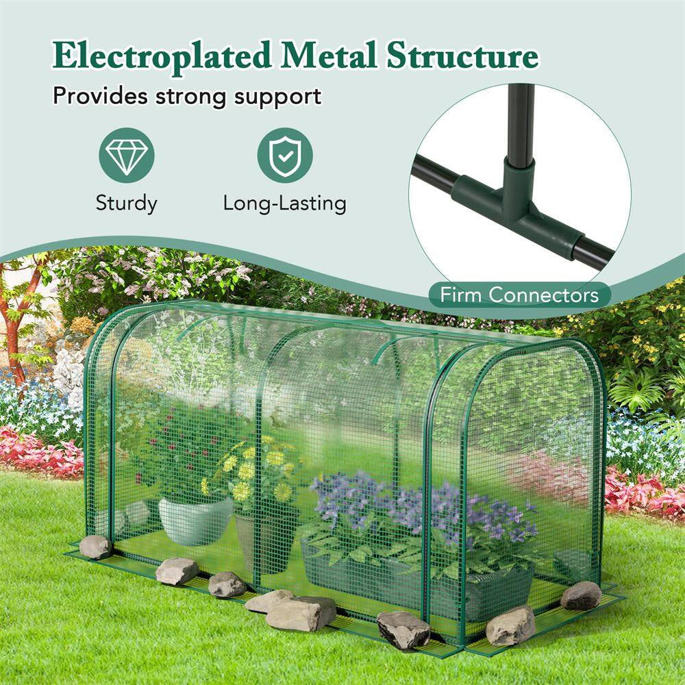 Fir Wood Raised Garden Bed with Greenhouse Waterproof Sun-Protective Green Hot House Green+Natural