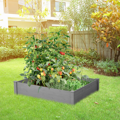 48X48X10 Inch Raised Planting Bed, Outdoor Floor Standing Wooden Planting Box, Tool-Free Assembly