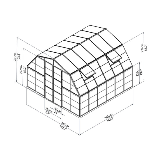 Palram Canopia Americana 12 Ft. X 12 Ft. Greenhouse Kit with Premium Accessory Pack