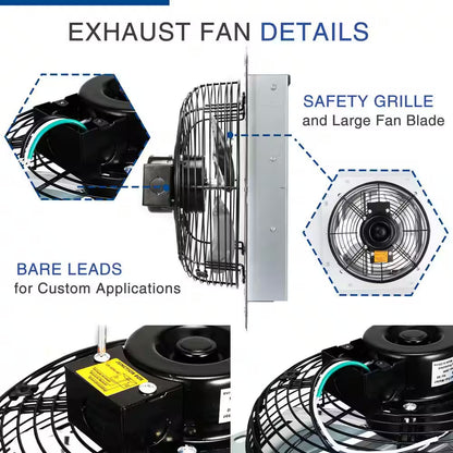 10 In. Silver 820 CFM Aluminum High-Speed Shutter Exhaust Fan