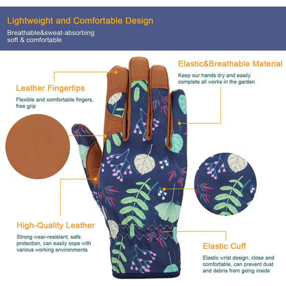 Microfiber Leather Gardening Gloves Ergonomic Grip Breathable Flexible Work Glove for Planting Weeding Pruning
