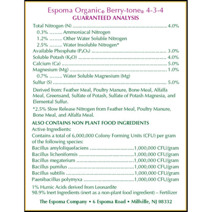 Berry Tone Natural & Organic Plant Food 4 Lbs for Blueberries & Raspberries