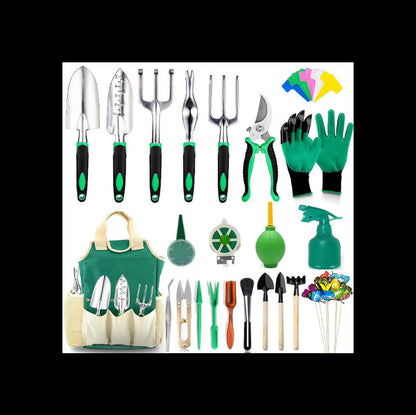 111Pcs Garden Tools Set + Succulent Tools Set, Heavy Duty Aluminum Manual Garden Kit Outdoor Gardening 