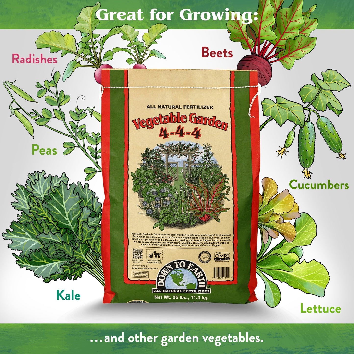 Down to Earth Vegetable Garden 4-4-4 All-Natural Fertilizer, 25 Lbs