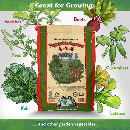 Down to Earth Vegetable Garden 4-4-4 All-Natural Fertilizer, 25 Lbs