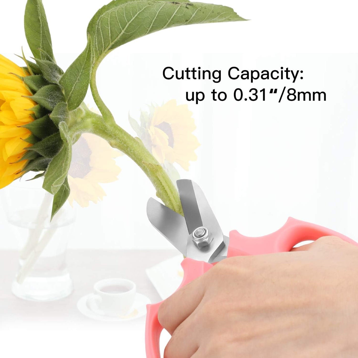 Flower Scissors, Strong Floral Shears, Premium Steel Garden Pruning Shears Garden Scissors Floral Fruits Leaf Scissors Hand Pruner Snip Trimming Tool for Gardening Flower Arrangement, Pink