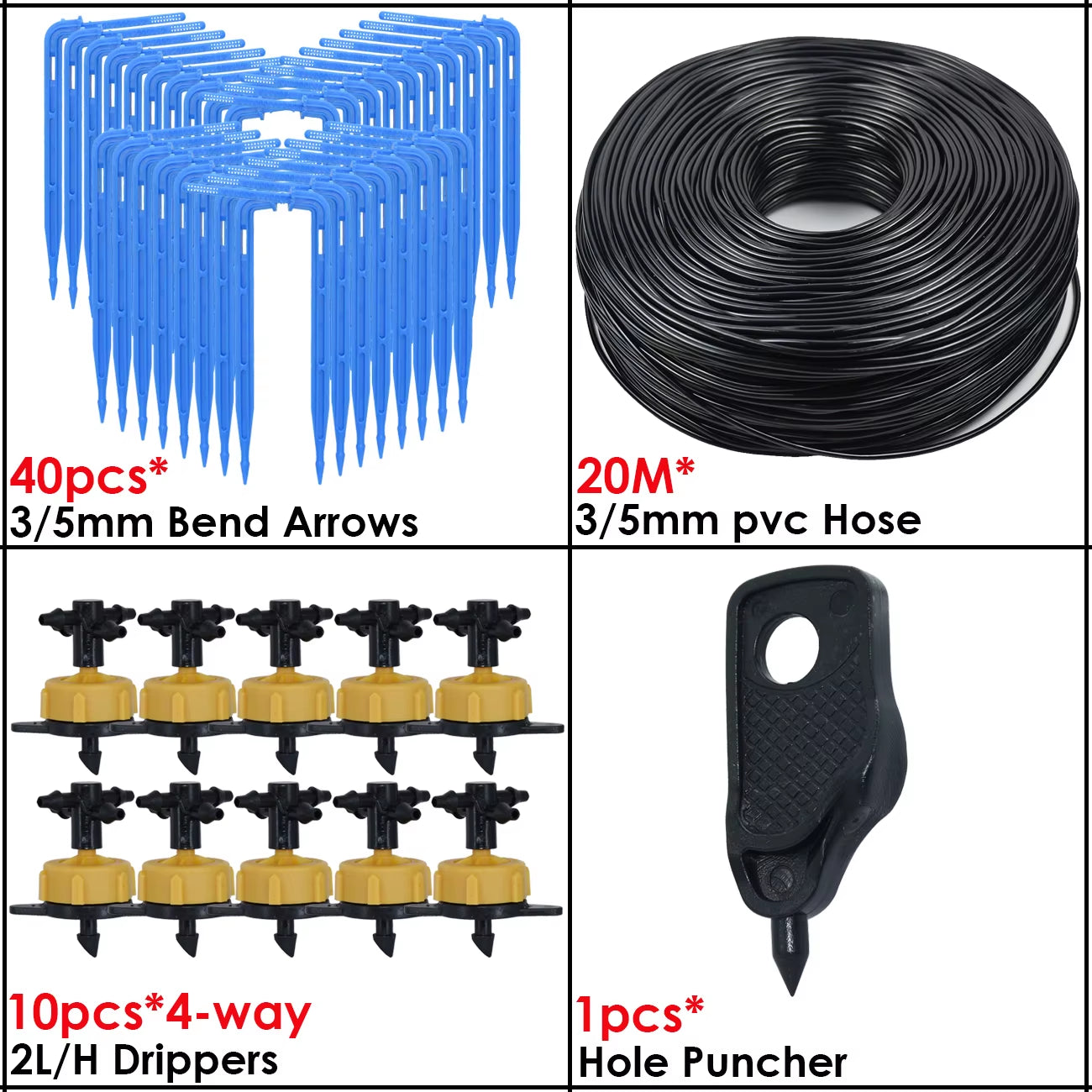 Greenhouse Drip Irrigation 4-Way 3/5Mm 2-Way Drip Arrow Transmitter Garden Automatic Watering System Potted Plant 10/20Set