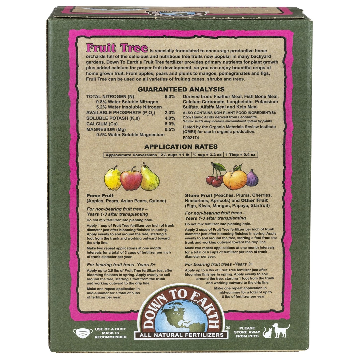 Down to Earth Organic Fruit Tree 6-2-4 All-Natural Fertilizer Mix, 5Lbs