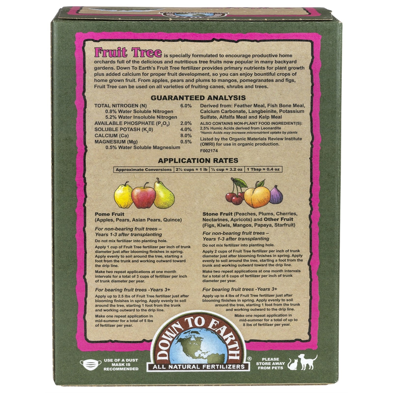 Down to Earth Organic Fruit Tree 6-2-4 All-Natural Fertilizer Mix, 5Lbs