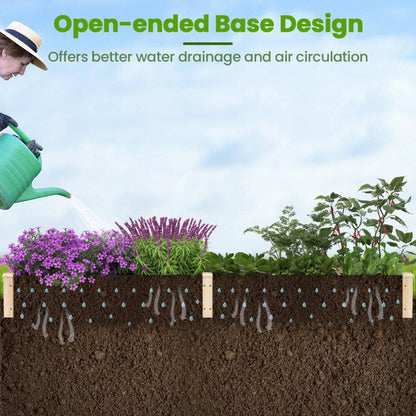 Wood Raised Garden Bed, Elevated Patio Planter with 7 Planting Compartments for Flower
