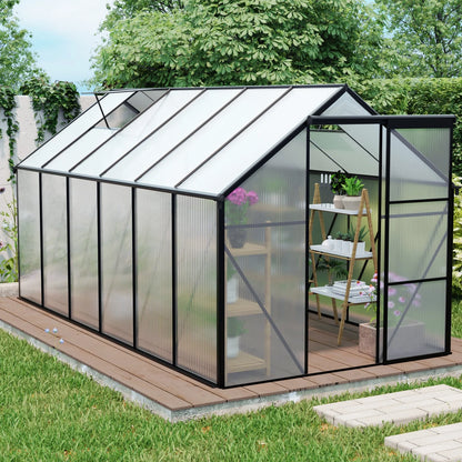 Walk in Greenhouse, Garden Greenhouse for Outdoors, Upgraded Polycarbonate Plant Greenhouse with Sliding Door, Adjustable Roof Vent, 6X12Ft, TE3067