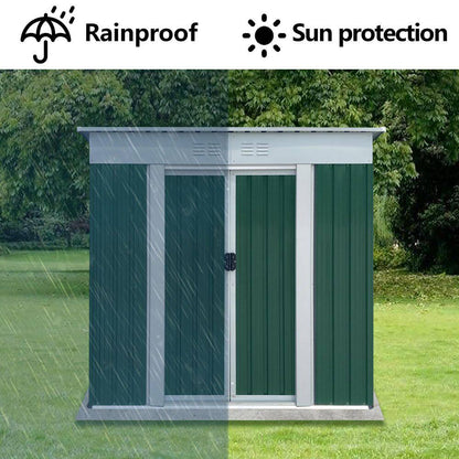 4 Ft. W X 6 Ft. D Metal Outdoor Storage Shed with Sliding Doors, Tools Storage Shed, Green (24 Sq. Ft.)