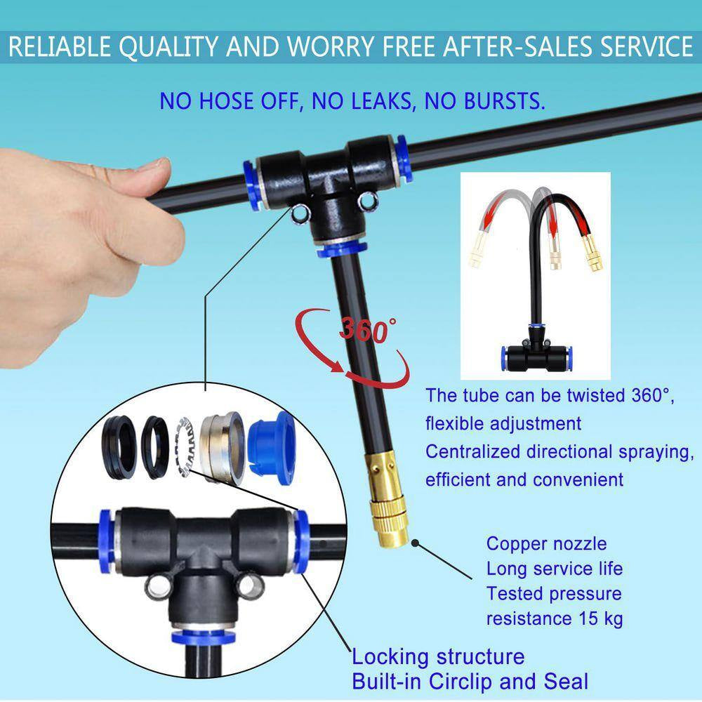 Automatic Greenhouse Drip Irrigation Kit 360 Adjustable 20 Brass Misting Nozzles 65Ft Tubing Patio Plant Watering System
