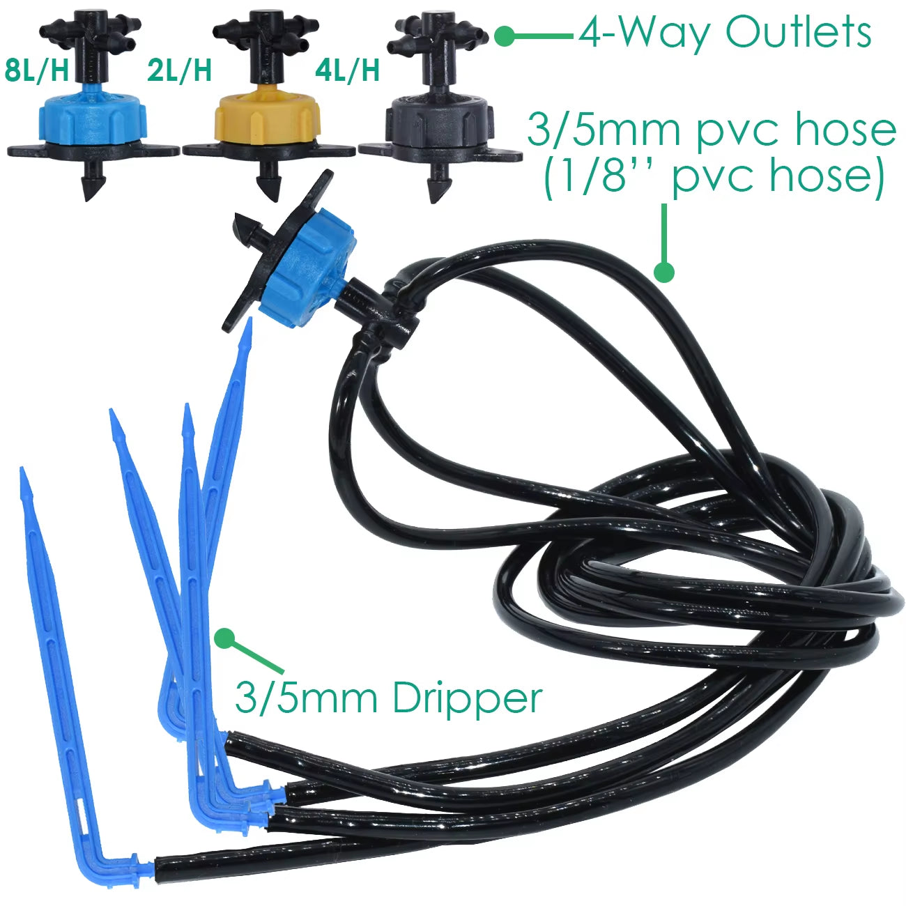 Greenhouse Drip Irrigation 4-Way 3/5Mm 2-Way Drip Arrow Transmitter Garden Automatic Watering System Potted Plant 10/20Set