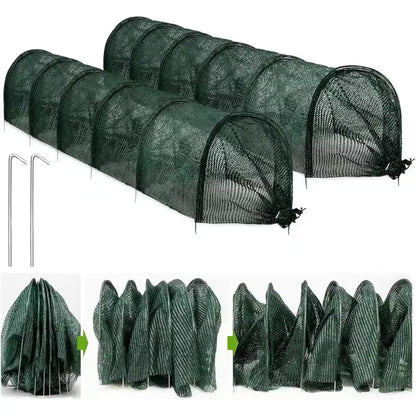 11.8 In. W X 118 In. D X 17.7 In. H Garden Tunnel Shade Net Cover Portable Greenhouse with Quick-Release, Green (2-Pack)