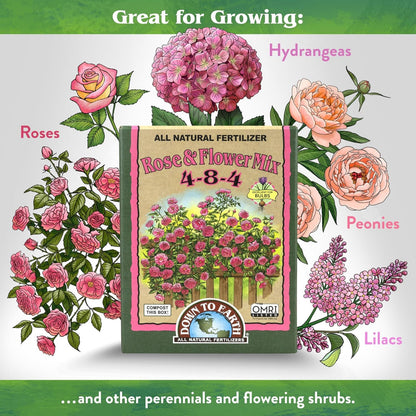 Down to Earth Organic Rose & Flower 4-8-4 All-Natural Fertilizer Mix, 15 Lbs