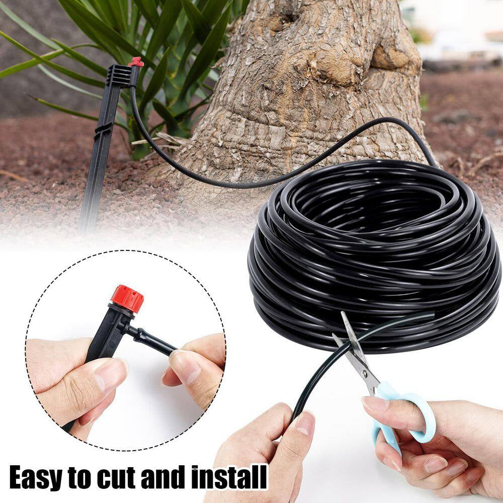 100 Ft. 1/4 In. Drip Irrigation Tubing, Blank Hose for Garden Watering System, Compatible with Emitters and Fittings