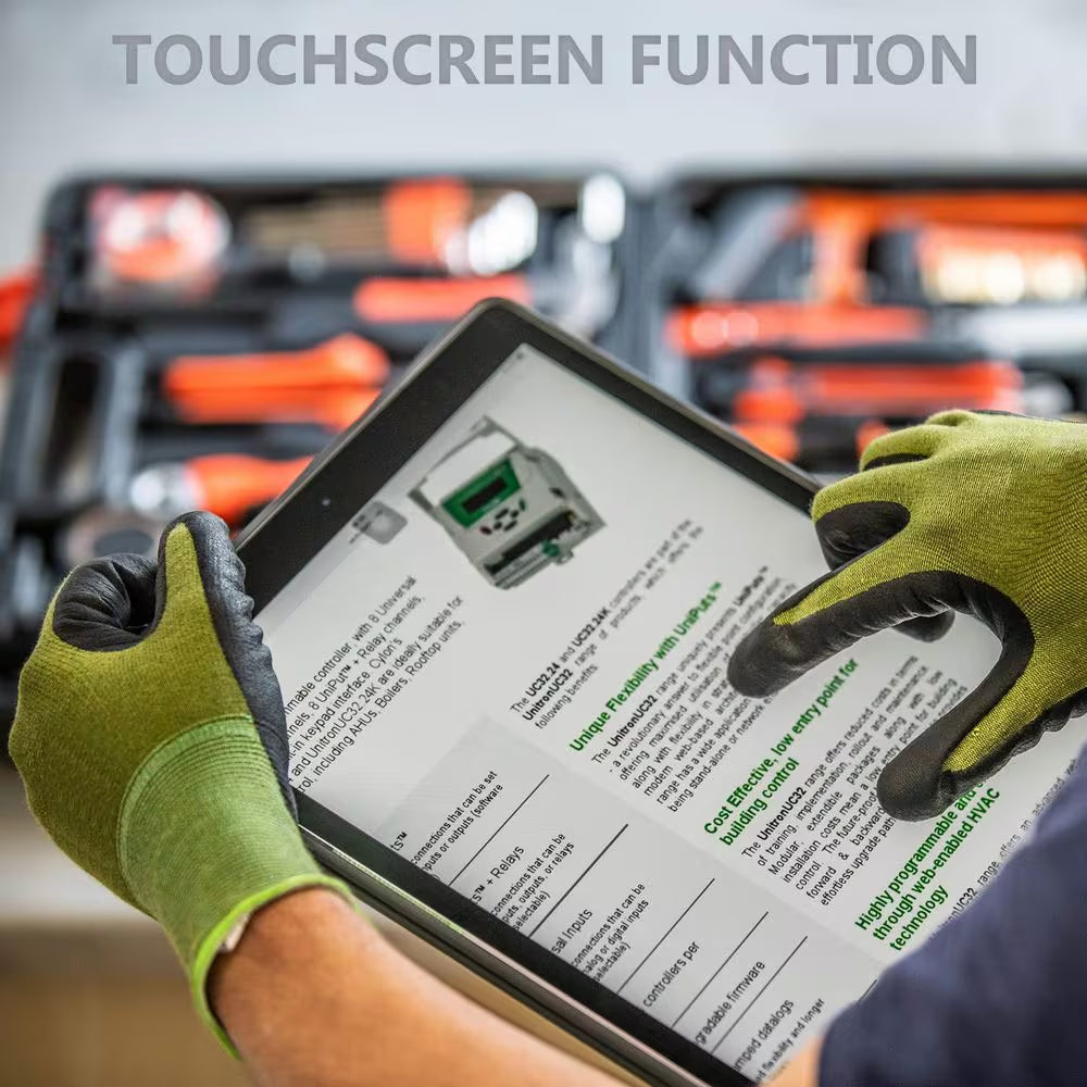2 Pairs Nitrile Rubber Coated Gardening Work Gloves Touchscreen Grip Breathable Mixed Fiber Unisex Green Black