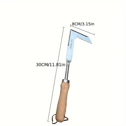 Stainless Steel Wood Handle Garden Weeder , Multifunction Weeder Transplant Garden Tool