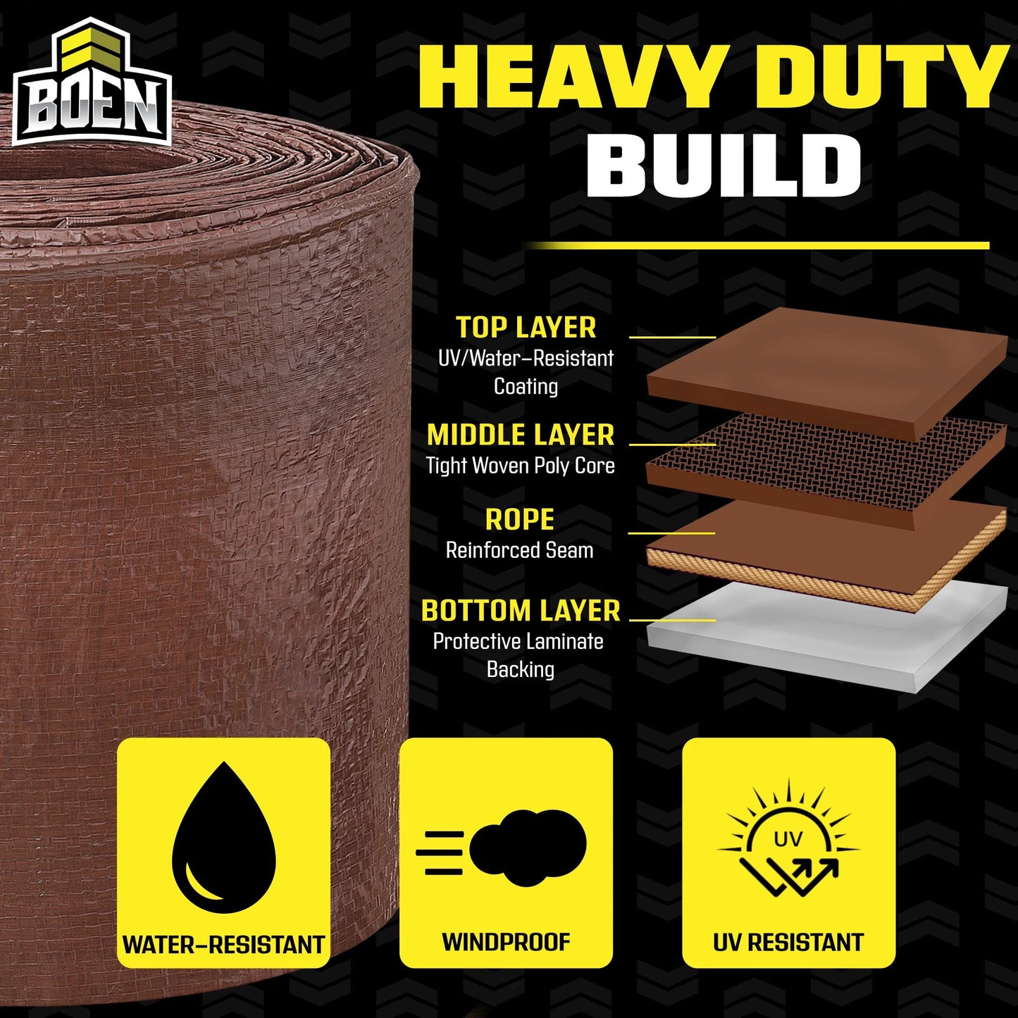 Multi-Purpose Tarp, 20 Ft X 30 Ft, 5 Mil Thick, Brown, Water-Resistant