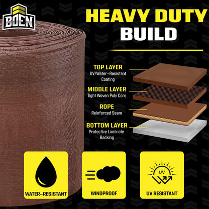 Multi-Purpose Tarp, 20 Ft X 30 Ft, 5 Mil Thick, Brown, Water-Resistant