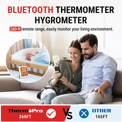 Hygrometer Thermometer for House TP350, Bluetooth Room Indoor Greenhouse Thermom