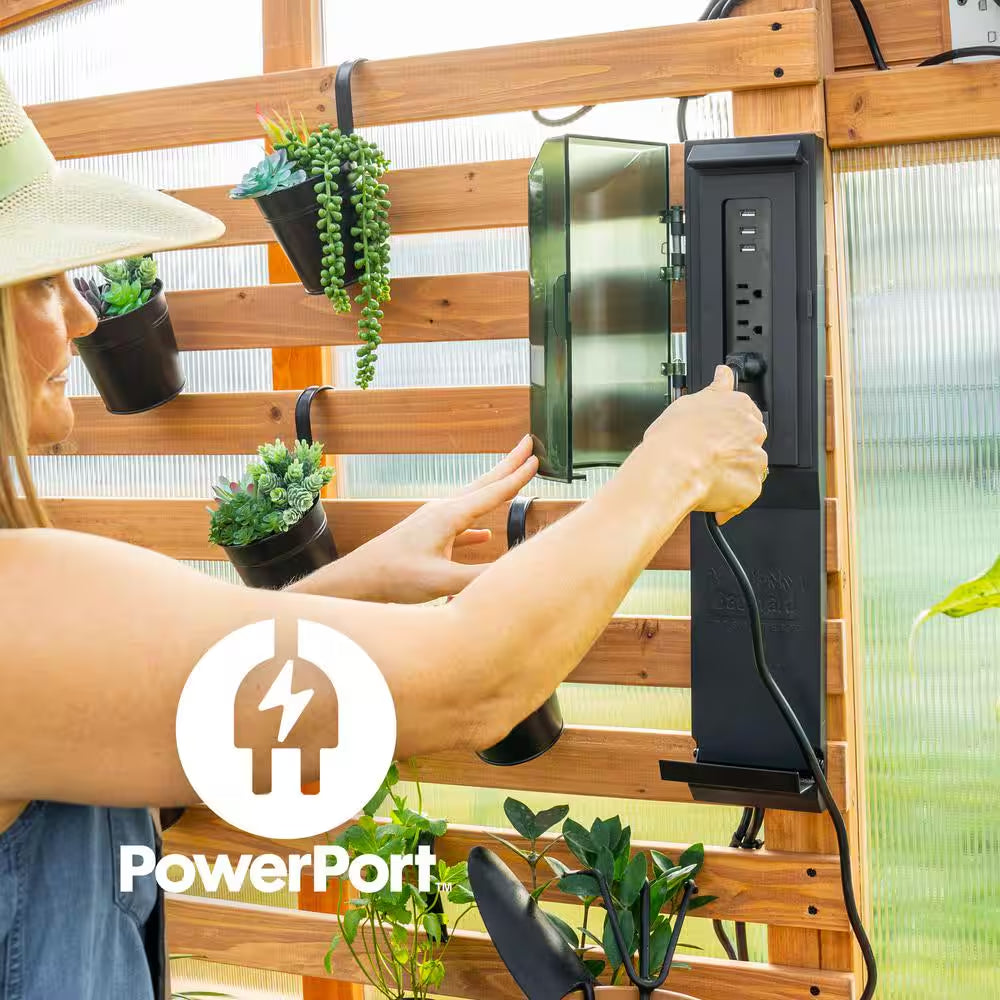 Zalie 12 Ft. X 7 Ft. X 7 Ft. 2 In. All Cedar Natural Wood Modern Greenhouse with Temperature Activated Exhaust Fan