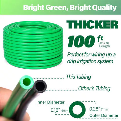 1/4In Drip Irrigation Tubing, 100Ft Flexible Garden Hose for DIY Irrigation Systems, Hydroponics, Greenhouse & Watering