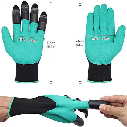 10 In. Waterproof Garden Gloves with Claws for Digging Planting and Yard Work 1-Pair