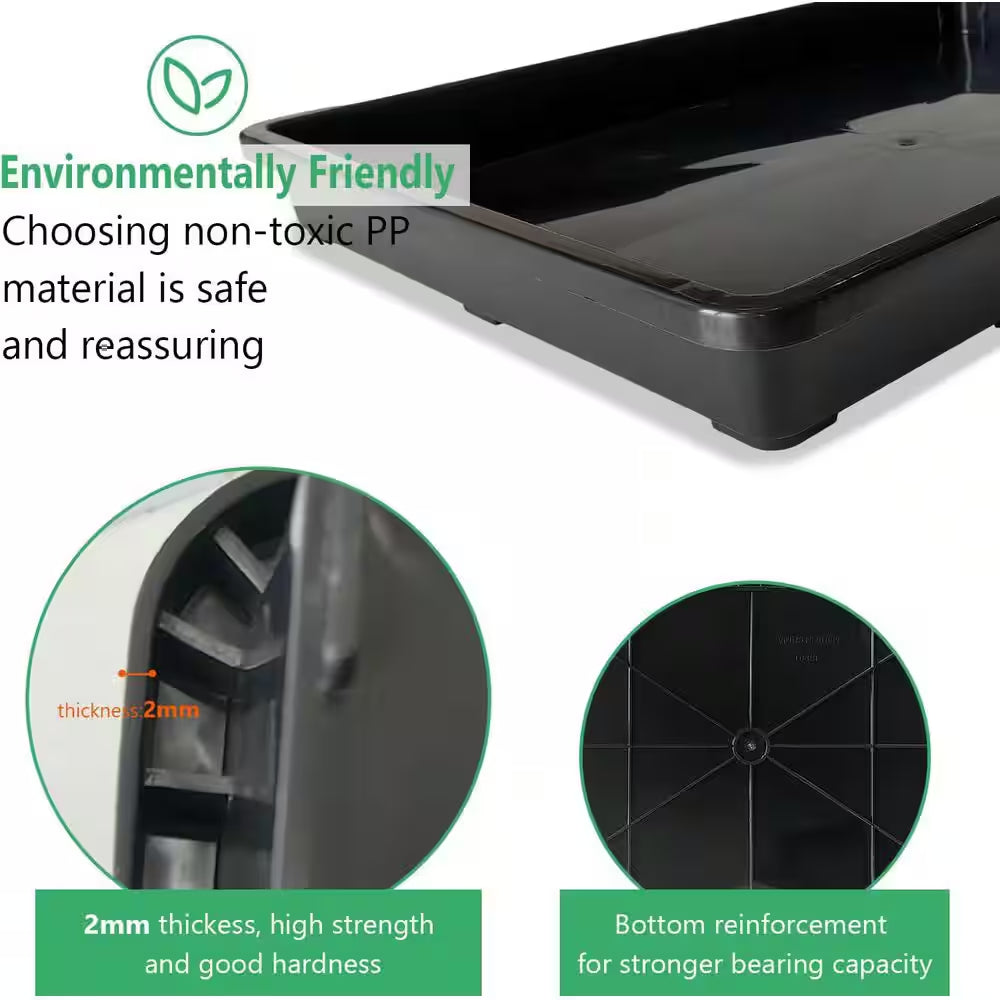 5-Pack Nursery Potting Tray for Seeds Starting Pot Collecting Drainage Water Black