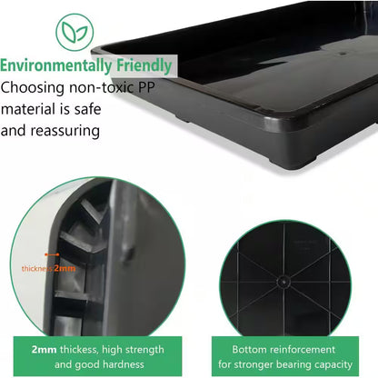 5-Pack Nursery Potting Tray for Seeds Starting Pot Collecting Drainage Water Black
