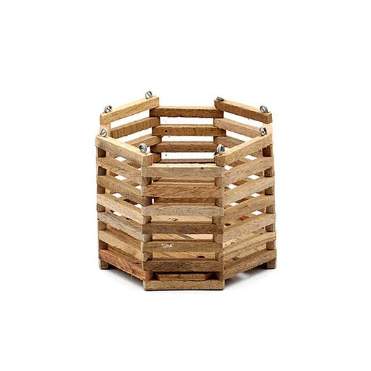 8" Hanging Wooden Orchid Basket, Octagon Shape, Durable Plant Container for Orchids, Perfect for Indoor Gardening