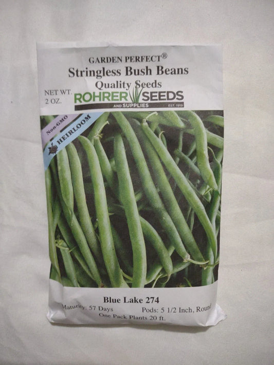Stringless Bush Beans 2oz Blue Lake 274 Non-GMO Seeds, Maturity 57 Days