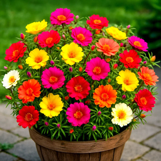 Moss Rose Seeds Mix, 4000+ Double Grandiflora, Groundcover Flowers, Portulaca grandiflora, Free Shipping