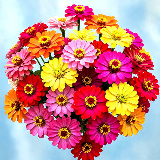 Zinnia Seeds - 300+ Count - Hummingbird Lilliput Autumn Mix - Zinnia elegans - Fast Shipping