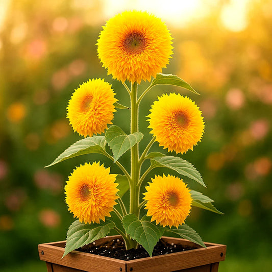 Tall Teddy Sunflower Seeds - 50+ Pack - Giant 6-ft Blooms - Helianthus annuus - Fluffy 10" Flowers